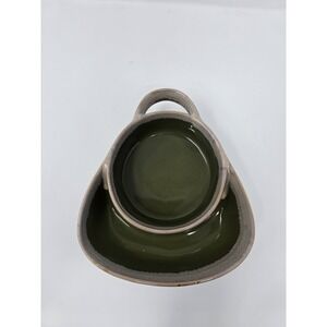 LTD Commodities Green Stoneware Chip & Dip Bowl Mid Century Style